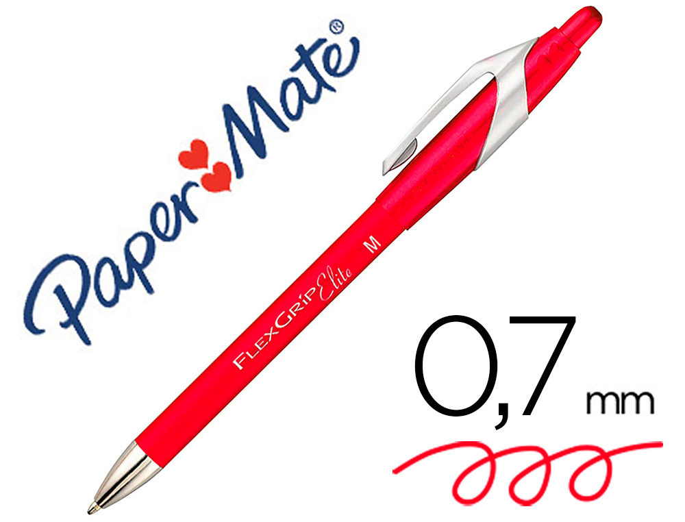 STYLO-BILLE PAPER MATE FLEXGRIP RETRACTABLE ENCRE    GEL POINTE 0.7MM COULEUR      ROUGE