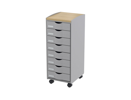 DESSERTE MOBILE PAPERFLOW POLYSTYRNE 8 TIROIRS 4 ROULETTES PIVOTANTES 74,5X28,8X35CM