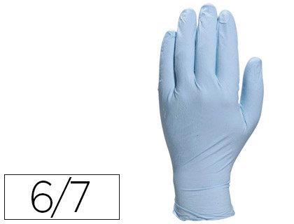 GANT JETABLE DELTAPLUS NITRILE POUDR AQL 1.5 COMPATIBLE ALIMENTAIRE COLORIS BLEU TAILLE 6/7 BOTE 100 UNITS