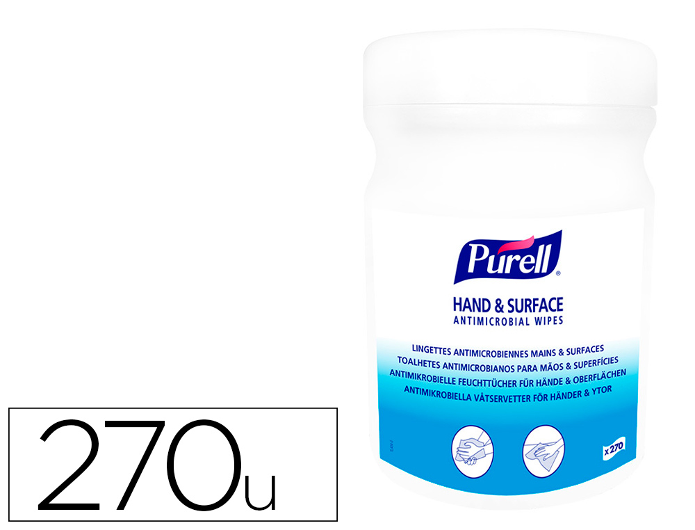 LINGETTES DESINFECTANTES MAINS ET SURFACES PURELL -    BOITE DE 270