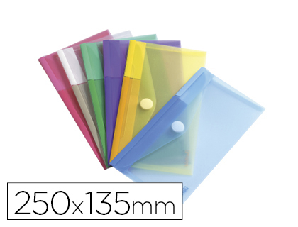 POCHETTE ENVELOPPE TARIFOLD FORMAT CHQUIER POLYPROPYLNE TRANSPARENT COLORIS ASSORTIS SACHET 6 UNITS