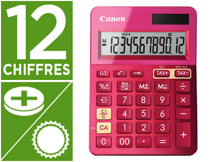 CALCULATRICE CANON LS-123K 12 CHIFFRES COULEUR ROSE