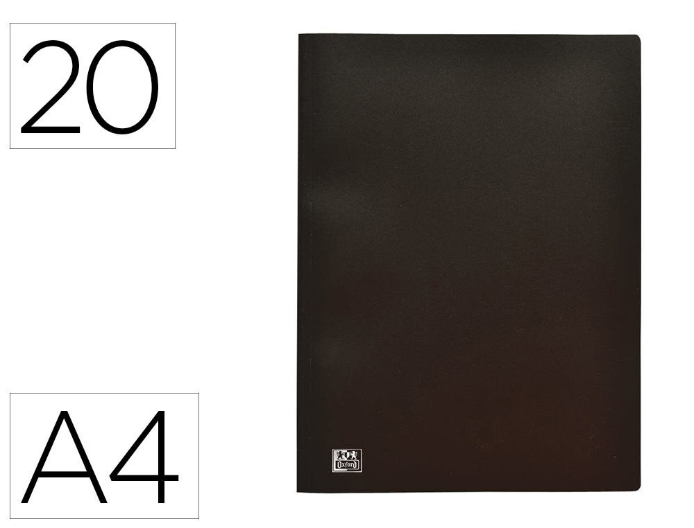 PROTGE-DOCUMENTS OXFORD STAND UP A4 COUVERTURE POLYPROPYLNE 20 POCHETTES 40 VUES COLORIS NOIR