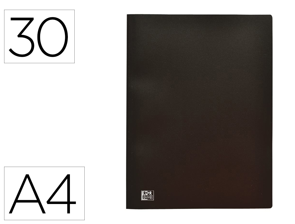 PROTGE-DOCUMENTS OXFORD STAND UP A4 COUVERTURE POLYPROPYLNE 30 POCHETTES 60 VUES COLORIS NOIR