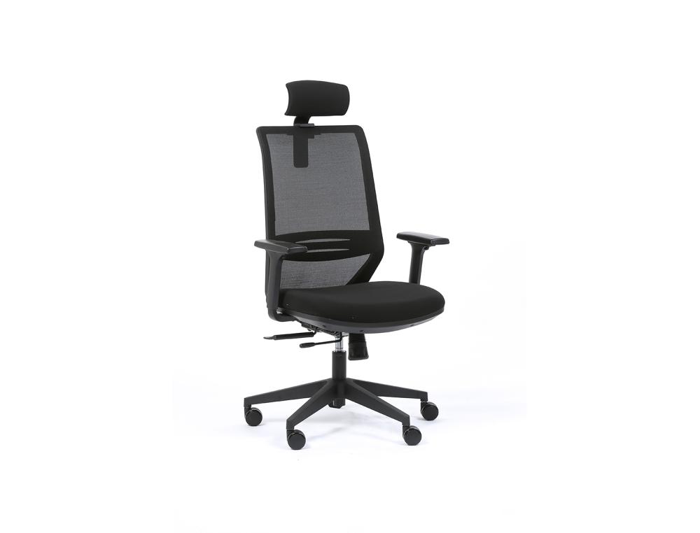 FAUTEUIL SYNCHRONE NOIR TECSY MAILLE ET TISSU