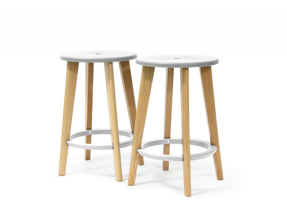 LOT DE 2 TABOURETS HAUT WOODYBLOT DE 2 TABOURETS HAUT WOODY BLANCS
